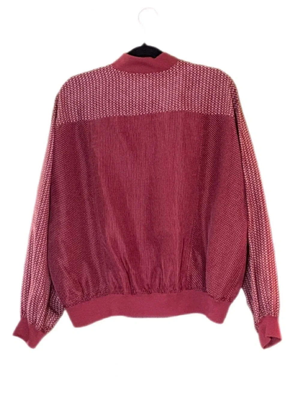 Vintage Carole Little 100% Silk Bomber Jacket Burgundy Print Size 10